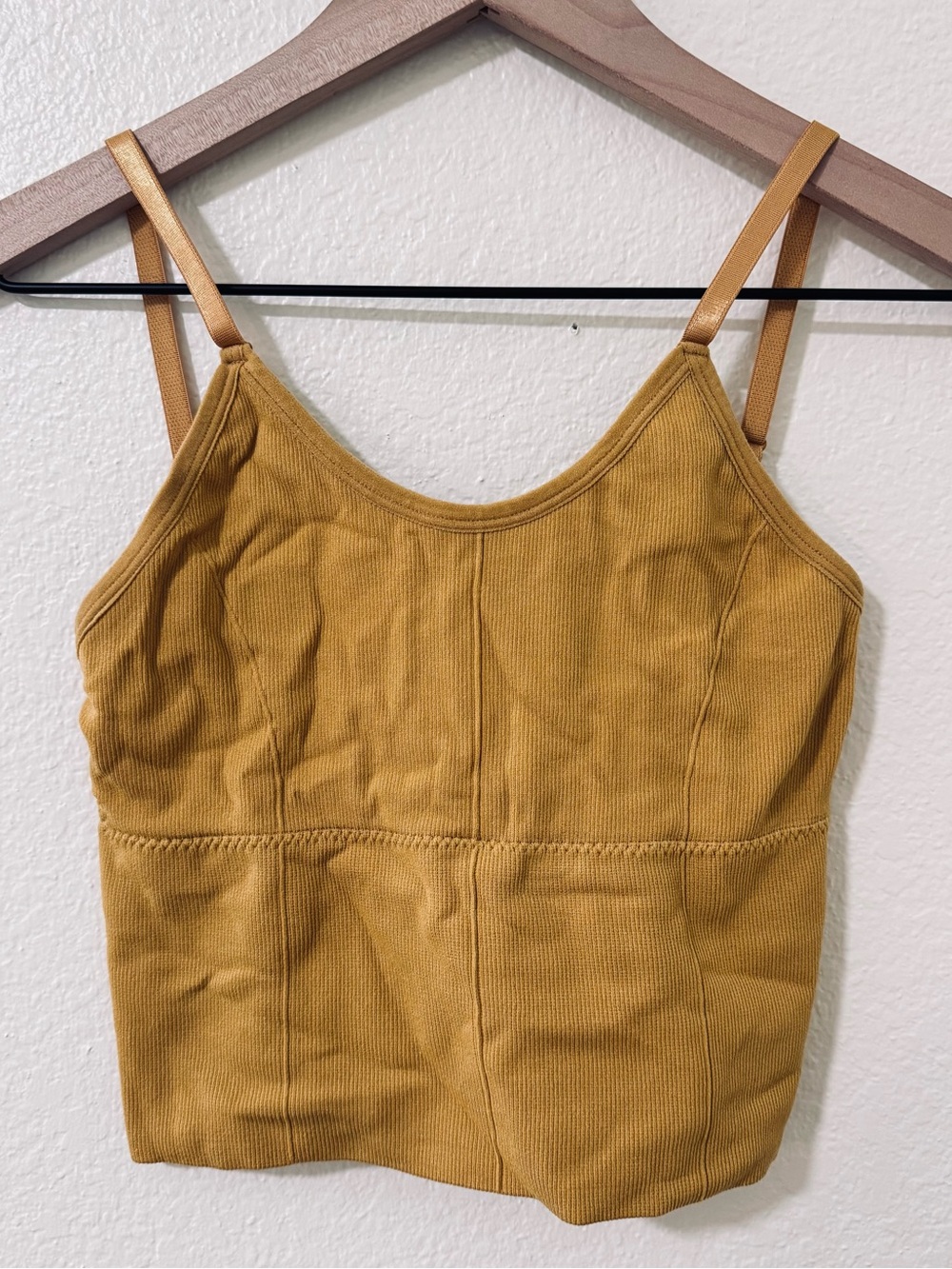 Women’s Ribbed Mustard Cami with Slim Straps